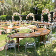 Wooden Half Moon Dinning Table | Moon Shaped Dinning Table
