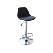 Black bar stool with chrome base on a white background