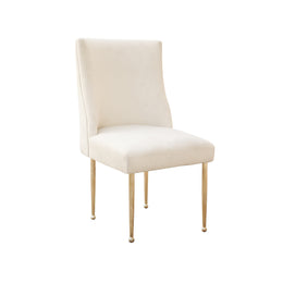 Beatrix Knop Handel Beige | Velvet Fabric Dinning Chair with Golden Legs