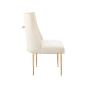 Beatrix Knop Handel Beige | Velvet Fabric Dinning Chair with Golden Legs