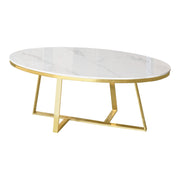 Lagos Oval Gold Base Coffee Table | Marble Top Modern Luxury Coffee Table