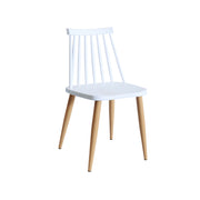 White chair with wooden legs on a white background
