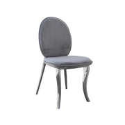 Lion Head Knocker Silver Gray Velvet Chair | Gray Velvet Silver Lion Hook Dinning Chair