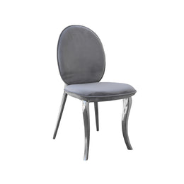 Lion Head Knocker Silver Gray Velvet Chair | Gray Velvet Silver Lion Hook Dinning Chair