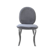 Lion Head Knocker Silver Gray Velvet Chair | Gray Velvet Silver Lion Hook Dinning Chair
