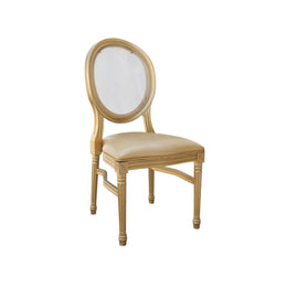 Louis Resin Chair Clear Oval Back Gold | Transparent Modern Elegant Golden Chair
