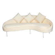 Modern Beige sofa with three cushions on a white background