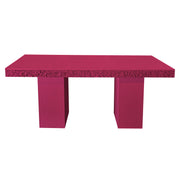 Pink table with a textured surface on a white background