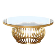 Melon Gold Round Table | Shiny Gold Dining Table | Glass Top Dining Table