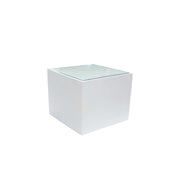 Square White Glass Top Coffee Table - Indoor Outdoor Cube Table
