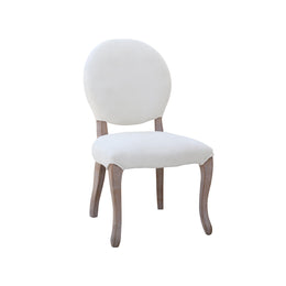 Beige Velvet upholstered chair with wooden legs on a white background