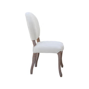 Beige Velvet upholstered chair with wooden legs on a white background