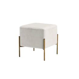 Ottoman Velvet Beige Sq Pouf