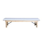 Outdoor Cushion Bench - Long Bench | Creamy White | Solid Wood