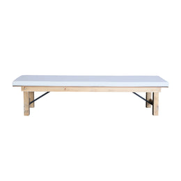 Outdoor Cushion Bench - Long Bench | Creamy White | Solid Wood