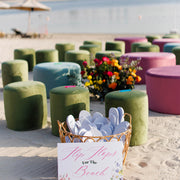Ottoman Velvet Pouf Green | Round Green Ottoman Pouf