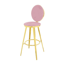 Gold Velvet Barstool - Pink | Plush Pink Velvet Barstool