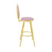 Gold Velvet Barstool - Pink | Plush Pink Velvet Barstool