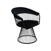 Black wire chair with cushioned seat and backrest on a white background