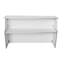 A white double-shelf Bar reception or display stand with a glass top surface, shown from a front angle on a solid white background.