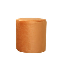 Pumpkin Orange velvet pouf on a white background