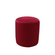 Red cylindrical ottoman on a white background