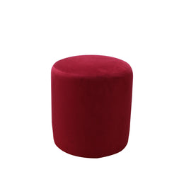 Red cylindrical ottoman on a white background