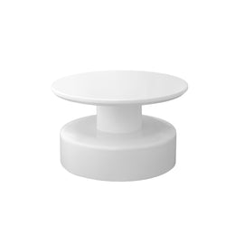 White cylindrical coffee table on a white background