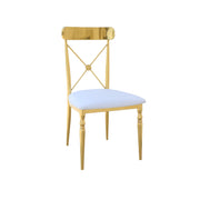 ROSE Cross Back Chair Gold Finish | Shiny Gold Chair With Padded Seat