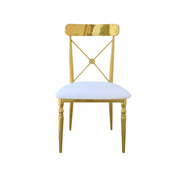 ROSE Cross Back Chair Gold Finish | Shiny Gold Chair With Padded Seat