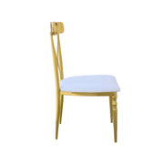 ROSE Cross Back Chair Gold Finish | Shiny Gold Chair With Padded Seat
