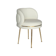 Beige chair with gold legs on a white background - Moments Rentals