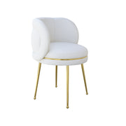 White leather chair with gold legs on a white background