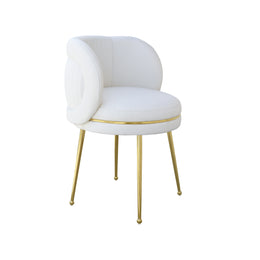 White leather chair with gold legs on a white background