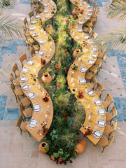 Wooden S-Shape Dinning Table | Unique Shape Dinning Table