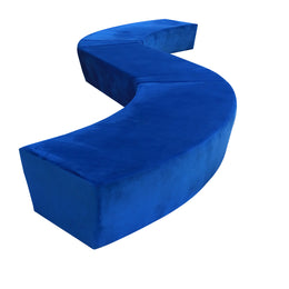 Blue curved bench on a white background