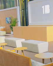 S-Shape Beige Lounge Sofa | Beige Curved Bench