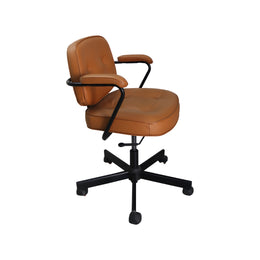 Brown office chair with black base on a white background