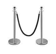 Silver Pole and Rope - Polished Stainless Pole | Velvet Rope