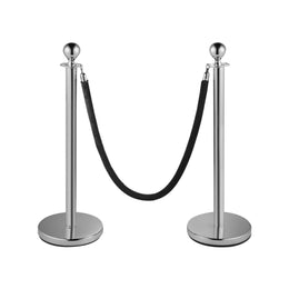 Silver Pole and Rope - Polished Stainless Pole | Velvet Rope
