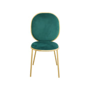 Green velvet chair with gold frame on a white background