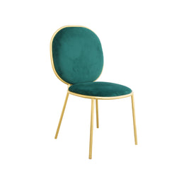 Green velvet chair with gold frame on a white background
