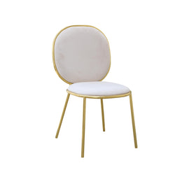 Chair with gold frame and Beige velvet cushion on a white background