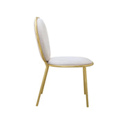 Chair with Beige velvet cushioned seat and backrest on a gold frame against a white background