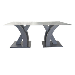 Steve Bristow Grey Dinning Table | Dinning Table with X-Shaped Pedestals