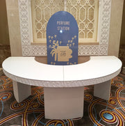 Wooden Half Moon Stone Table | Stone Design Dinning Table