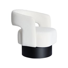 Modern Beige chair with black base on a white background