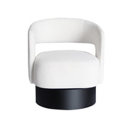 Beige chair with black base on a white background