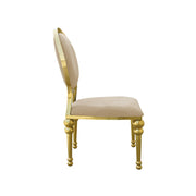 Beige chair with gold frame on a white background