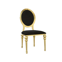 Gold chair with black seat on a white background